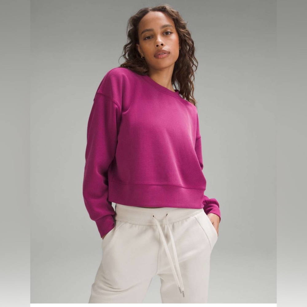 Lululemon Ribbed Softstreme Perfectly Oversized Cropped Crew Magenta Purple 8